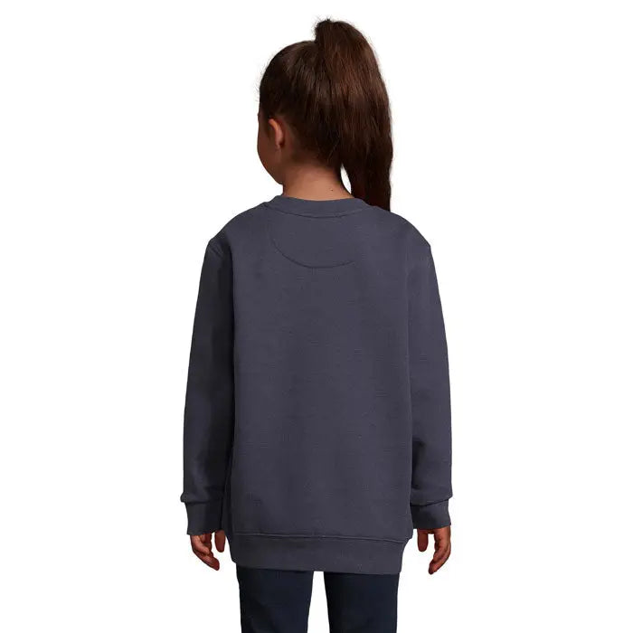 Pulover columbia kids gri închis cu mâneci lungi, guler simplu rotund și manșete striate