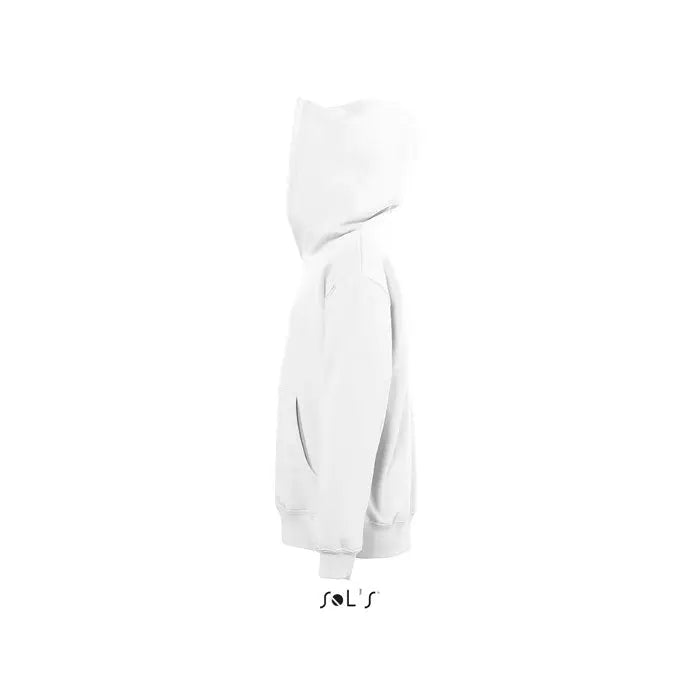 Pulover cu gluga slam kids alb cu design moale, casual si logo subtil pe maneca
