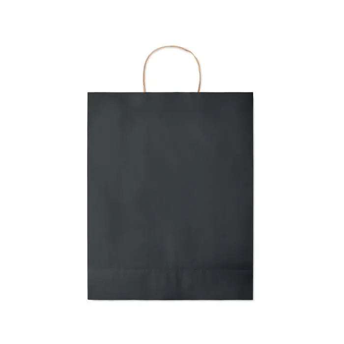 Punga mare de hartie cadou 90 gr/m² neagra cu maner rasucit naturala pentru cumparaturi sau cadouri