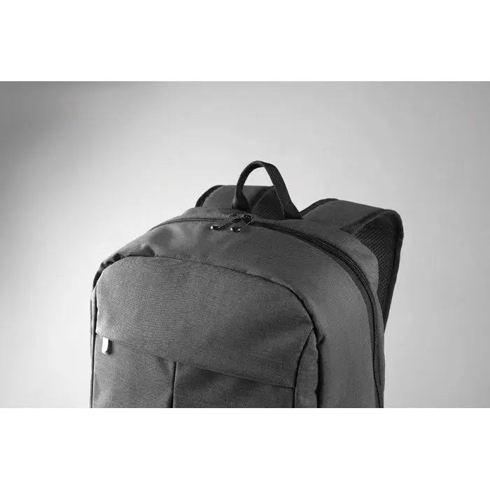 Rucsac din poliester 360d negru cu textură, panouri laterale din plasă și mâner superior