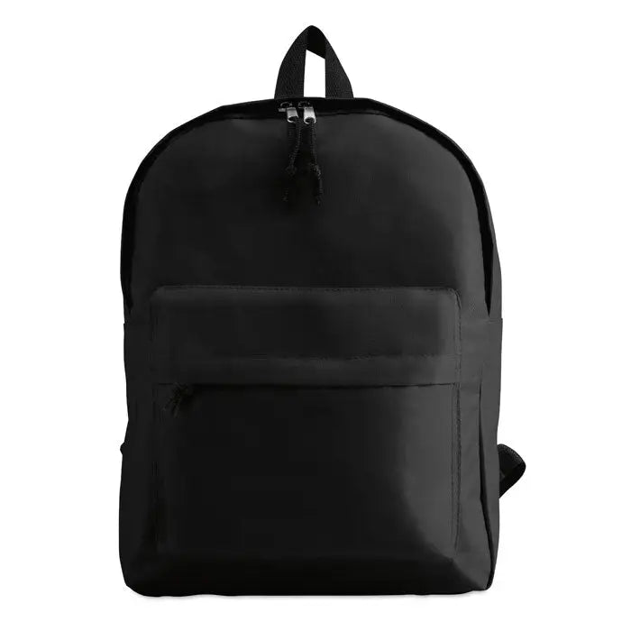 Rucsac din poliester 600d negru cu fermoare argintii si maner superior din nylon