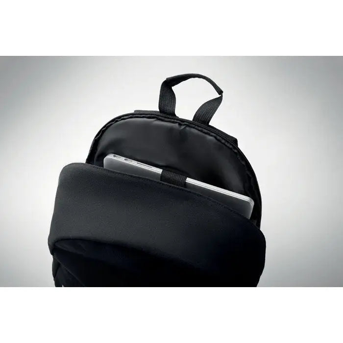 Rucsac pentru laptop de 15 inchi negru cu compartiment căptușit și bretele reglabile din material rezistent