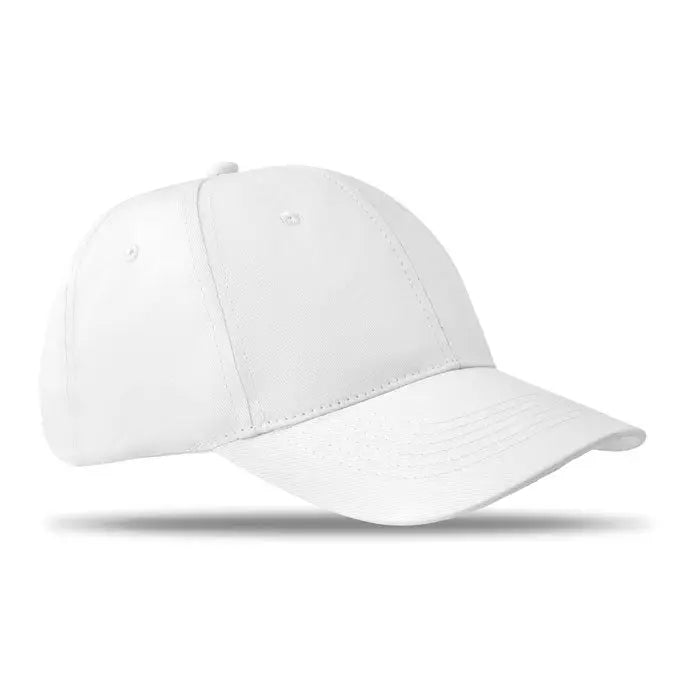 Sapca de baseball cu 6 panouri alba cu coroana structurata si viziera curbata din material neted
