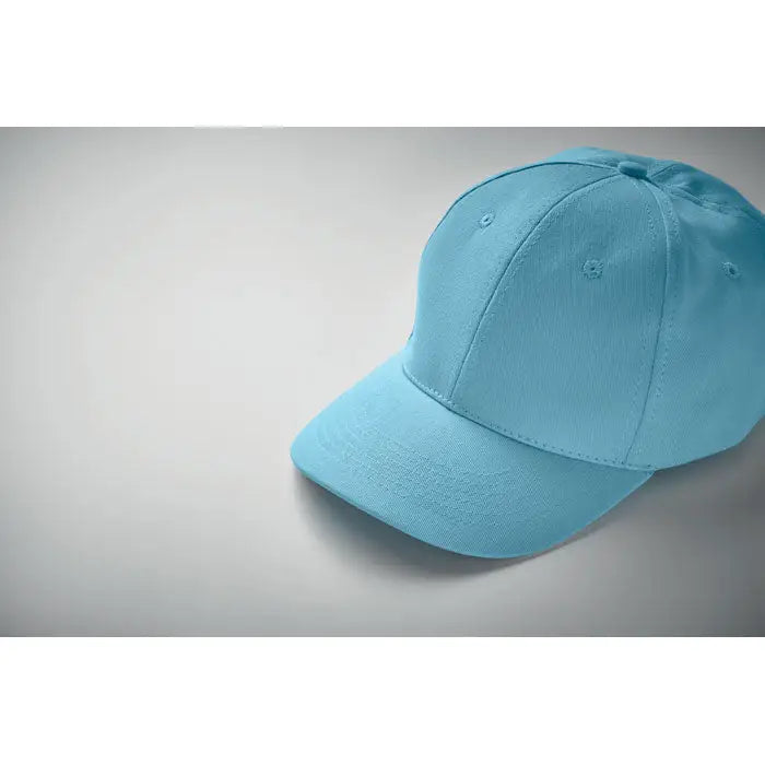 Sapca de baseball cu 6 panouri din bumbac bleu deschis cu coroana structurata si cozoroc curbat
