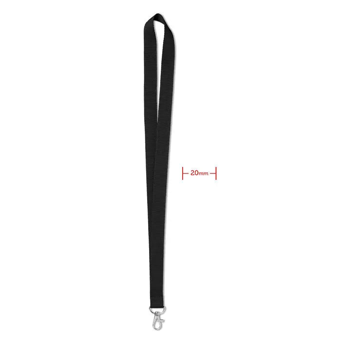 Lanyard negru împletit snur 20 mm cu cârlig metalic argintiu pentru accesorii și identificare