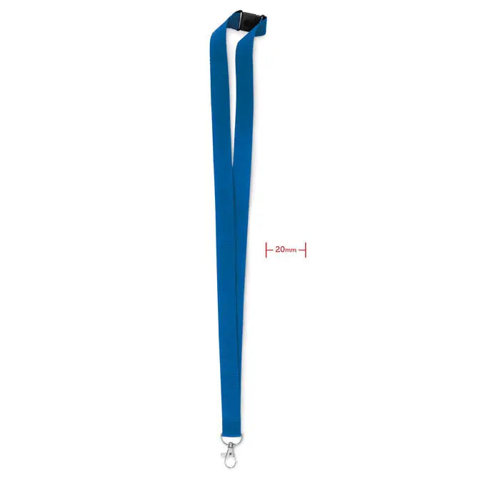 Snur cu carlig metalic 20 mm albastru cu clips negru din plastic si carlig metalic argintiu
