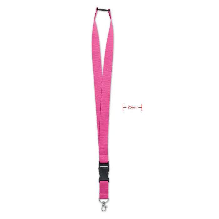 Snur cu carlig metalic 25mm vibrant roz din nylon cu catarama neagra din plastic si carlig metalic argintiu