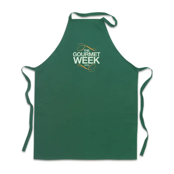 Sort de bucatarie din bumbac verde inchis cu inscriptionarea the gourmet week 2012 in alb si auriu