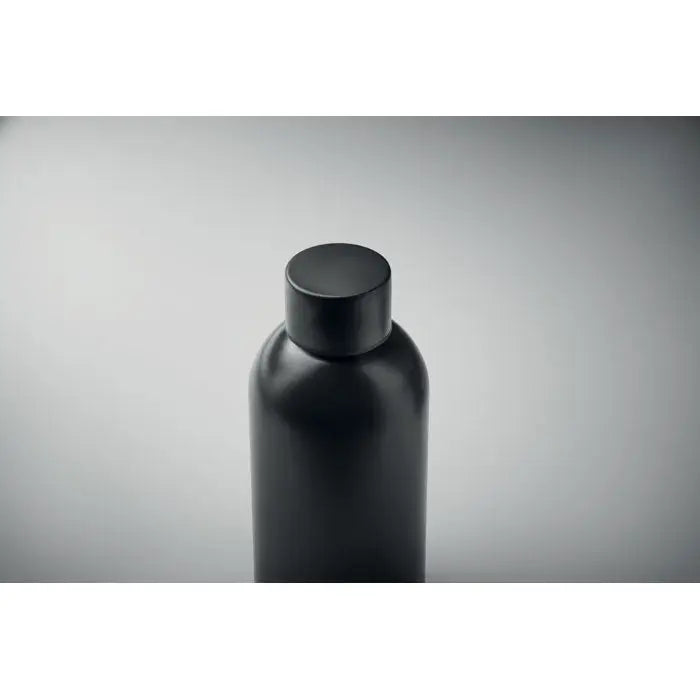 Sticlă cu un singur perete 500 ml neagră mată cu capac cilindric asortat din material rezistent