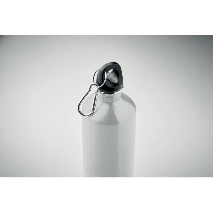 Sticla cu un singur perete 750ml sticla metalica argintie cu capac negru si carabiniera argintie atasata