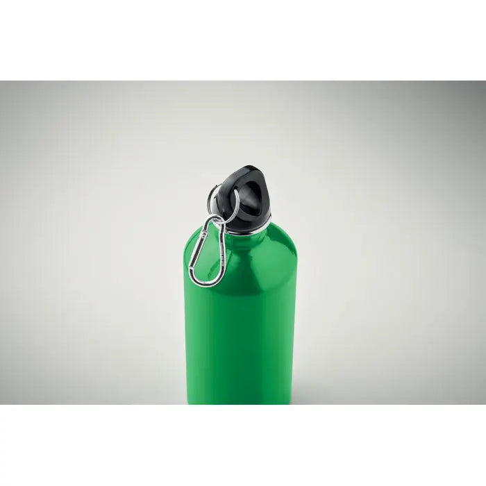 Sticlă cu un singur perete de 500 ml metalică verde cu capac negru și carabinieră argintie