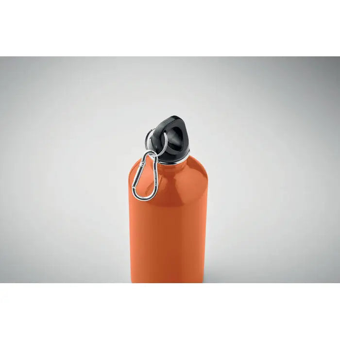 Sticla cu un singur perete de 500 ml albastra metalica cu capac negru si carabiniera argintie