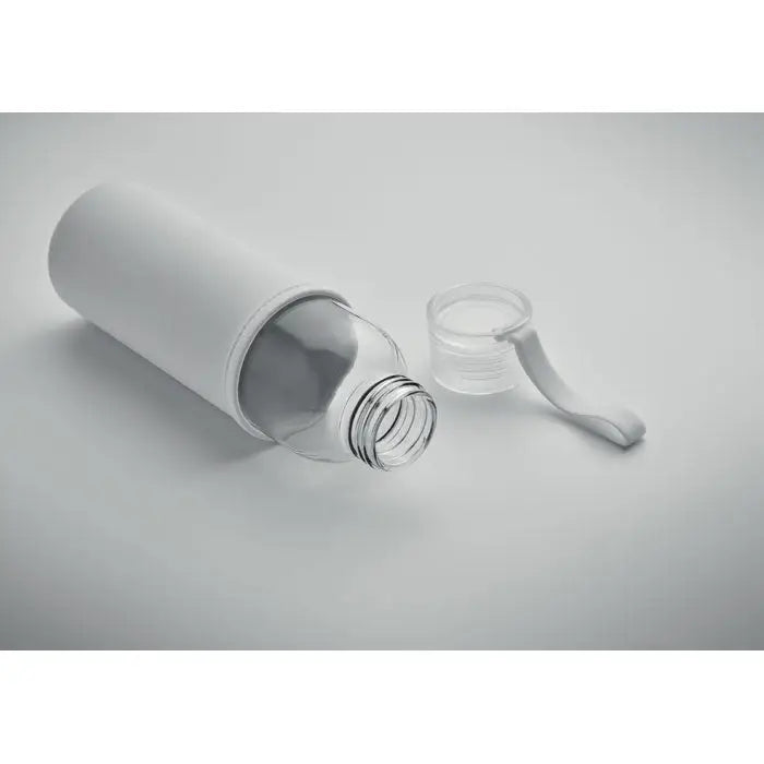 Sticla din sticla reciclata 500 ml cu corp transparent din sticla si capac alb izolat termic minimalist
