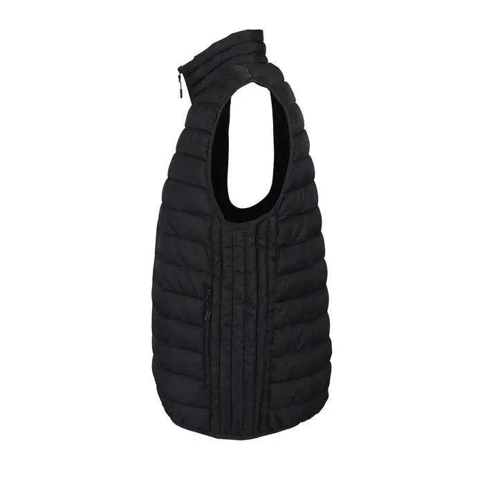 Vesta matlasata neagra stream men bodywarmer cu guler inalt si fermoar frontal pentru barbati