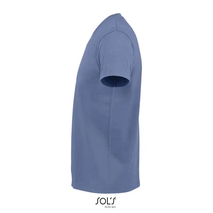 Tricou imperial men 190g albastru solid cu mâneci scurte din bumbac moale cu guler rotund