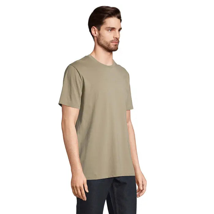 Tricou legend organic 175g din bumbac olive green cu guler rotund și croială clasică