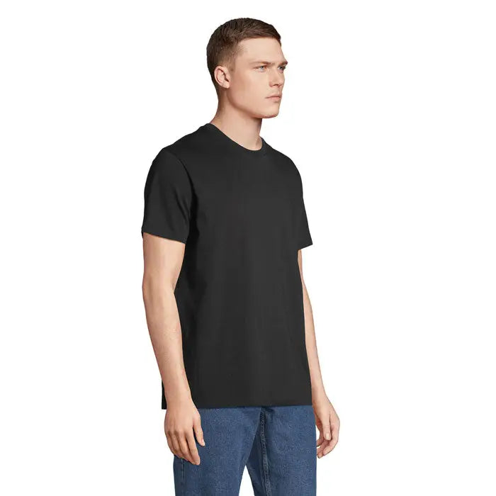 Tricou legend organic 175g bumbac negru cu guler rotund crew-neck simplu and confortabil