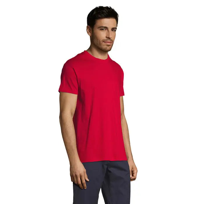Tricou uni regent 150g vibrant rosu cu maneci scurte si guler rotund din bumbac usor si confortabil