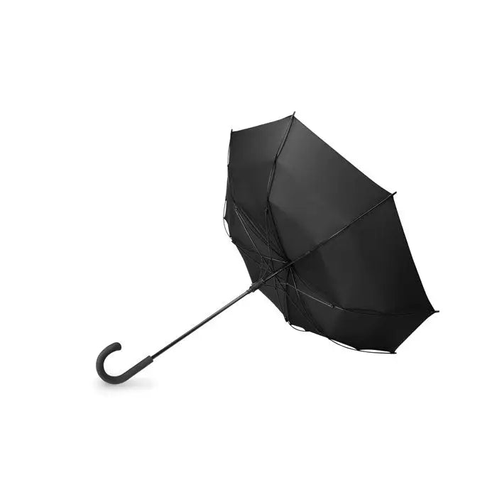 Umbrelă de lux rezistentă la vânt de 23 inchi neagră cu mâner curbat elegant și design minimalist