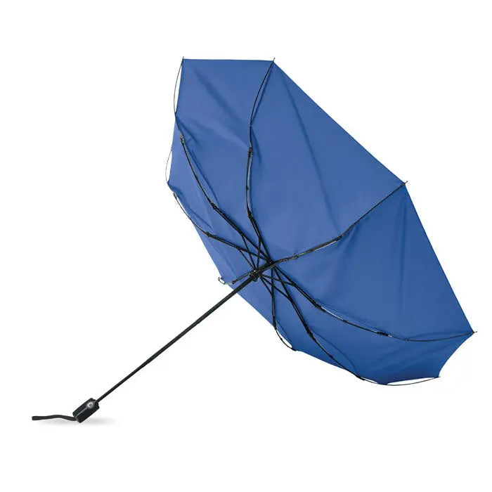 Umbrela rezistenta la vant de 27 inch albastra cu maner si armatura neagra compacta
