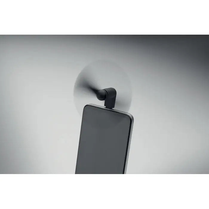 Ventilator portabil usb-c negru compact cu design circular al paletelor pentru telefon