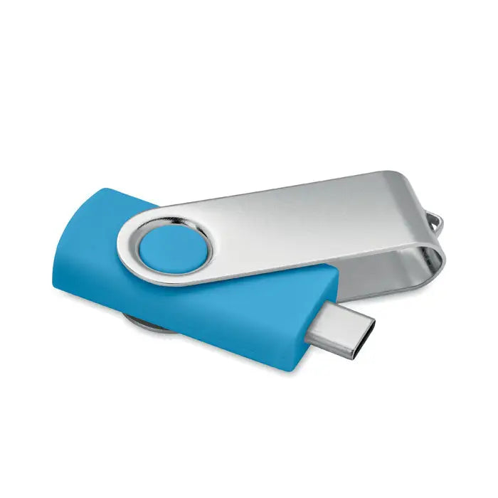 Usb flash 16 gb 3.0 tip c mo1401 albastru si argintiu cu design rotativ din metal