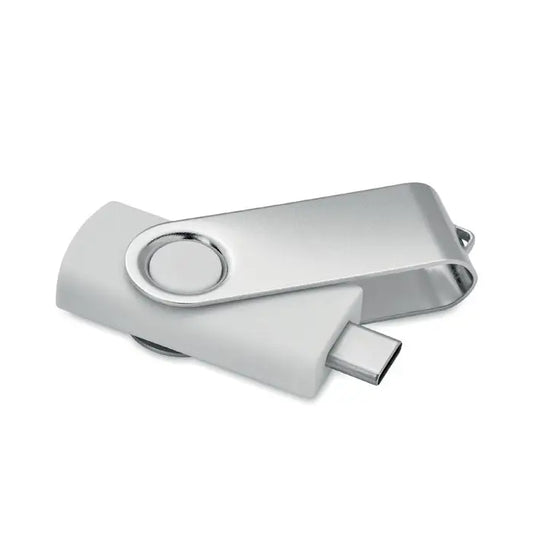 Unitate flash usb 3.0 de 16 gb tip c mo1401 argintie si alba cu design rotativ elegant si interfete duble