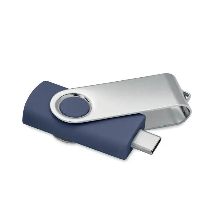 Unitate flash usb albastră și argintie de 16 gb cu design pivotant usb 3.0 tip c mo1401