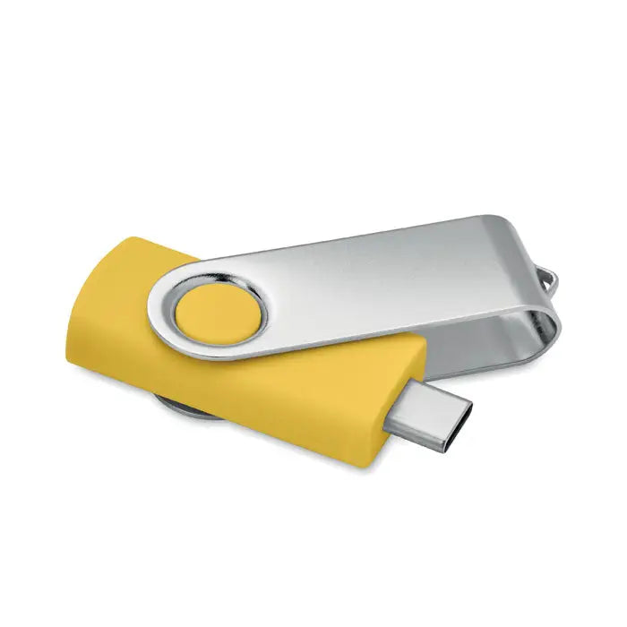 Usb flash de 16 gb 3.0 tip c mo1401 galben si argintiu cu design rotativ din metal