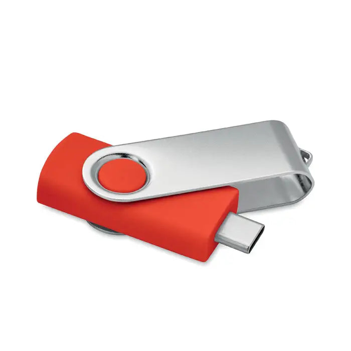 16 gb usb flash 3.0 tip c mo1401 roșu și argintiu cu design rotativ din metal