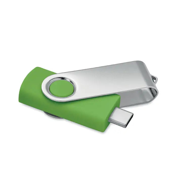 Unitate flash usb verde si argintiu de 16 gb cu design pivotant usb 3.0 tip c mo1401