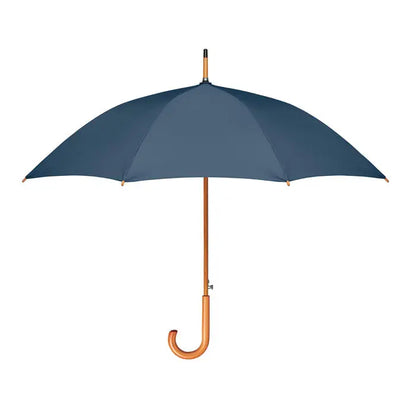 Umbrela de 23 inch navy blue din rpete cu mâner și tijă din lemn lustruit