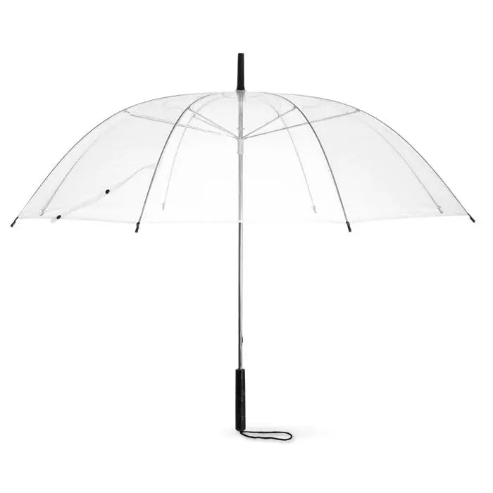 Umbrela transparenta 23 cu maner si tija negre elegante din material clar si transparent