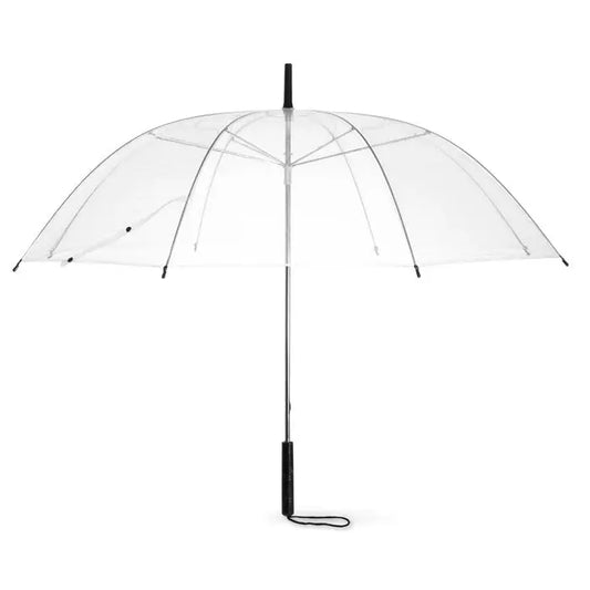 Umbrela transparenta 23 cu maner si tija negre elegante din material clar si transparent