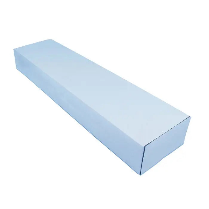 Cutie dreptunghiulara albastru deschis din carton pentru 3 unelte pentru gratar in husa