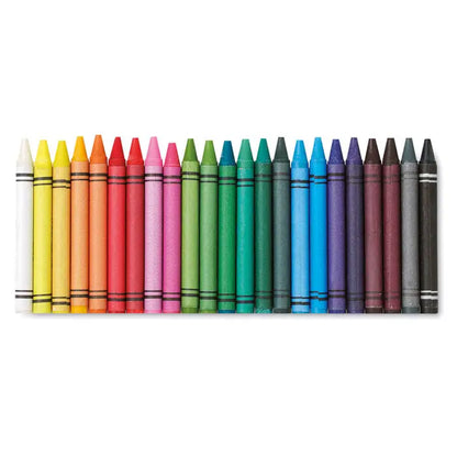 Set de 24 creioane de ceara colorate cu suprafete netede si dungi negre clasice pentru desen si colorat