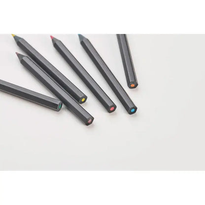 Set de 6 creioane negre de colorat cu vârfuri hexagonale viu colorate pentru desen și colorat creativ