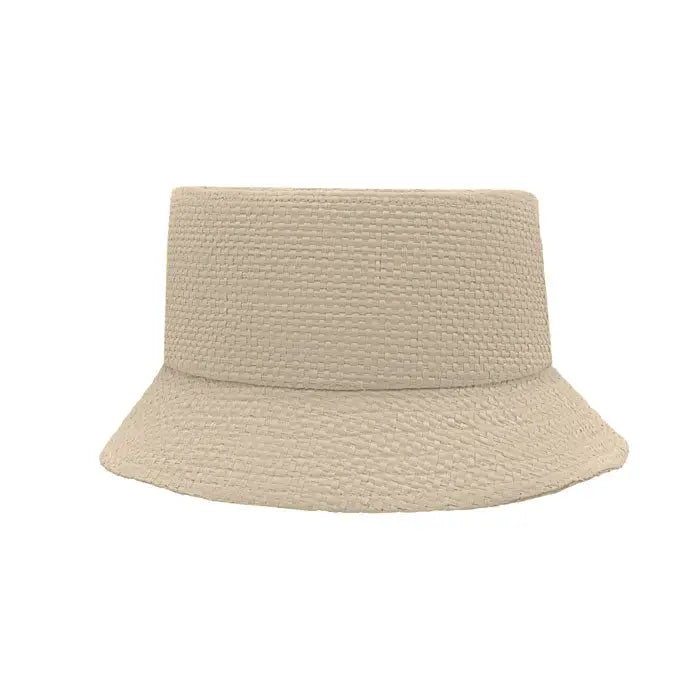 Beige 9aper palarie de galeata de paie cu textura tesuta din fibre naturale si bor flared usor