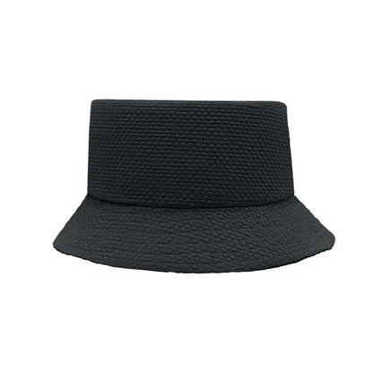 Palarie de galeata neagra tesuta cu model impletit texturat din paie pentru protectie la soare