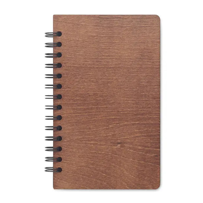 Un caiet spiralat a5 mesteacan growbook maro din lemn cu textură naturală netedă