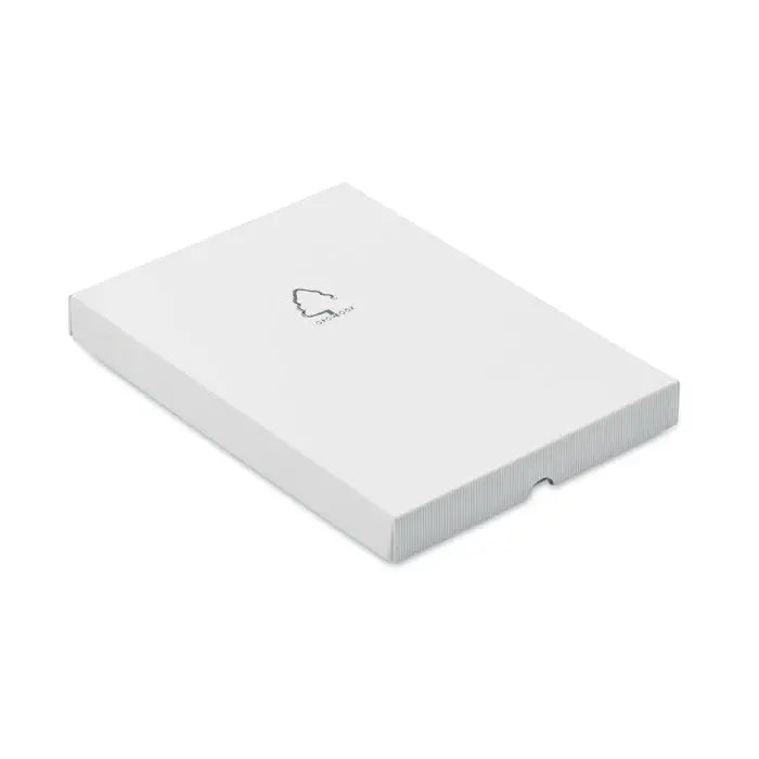 Cutie dreptunghiulara alba din carton cu logo minimalist copac negru pentru a5 mesteacan growbook