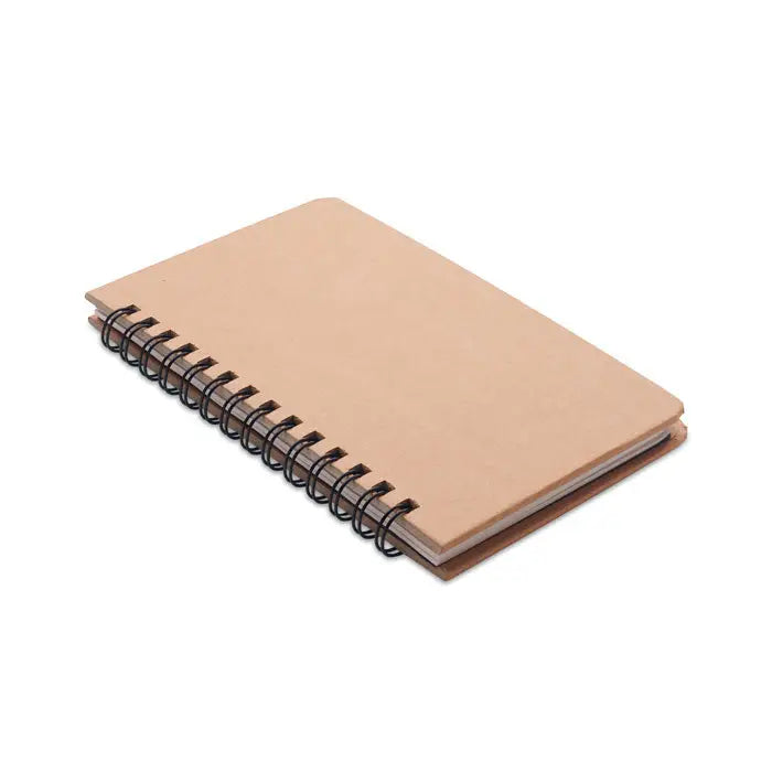 Caiet a5 pin grownotebook cu copertă bej mată netedă și legătură spiralatată neagră din sârmă