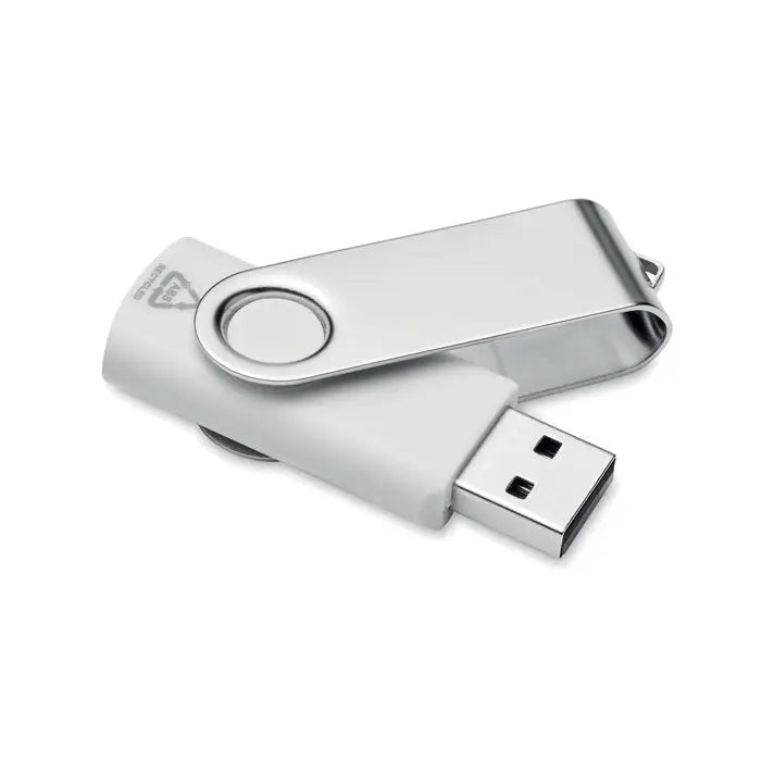 Usb flash drive reciclat abs reciclat 16g mo2080-06 metalic argintiu cu design rotativ si finisaj minimalist
