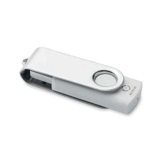 Usb flash drive reciclat abs 16g metalic argintiu cu design rotativ si buton circular model mo2080-06