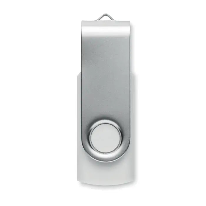 Usb flash drive reciclat abs 16gb argintiu metalic cu design rotativ si inel de atasare mo2080-06