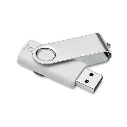 Usb flash drive reciclat abs 16g argintiu metalic cu design rotativ si logo reciclat pe capac
