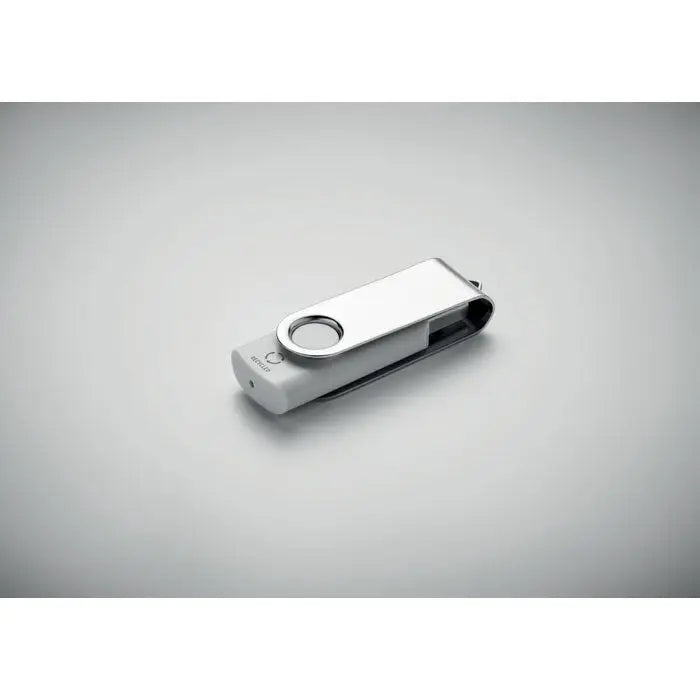 Usb flash drive abs reciclat 16g mo2080-06 argintiu si alb cu inel circular pentru breloc