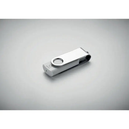 Usb flash drive abs reciclat 16g mo2080-06 argintiu si alb cu inel circular pentru breloc
