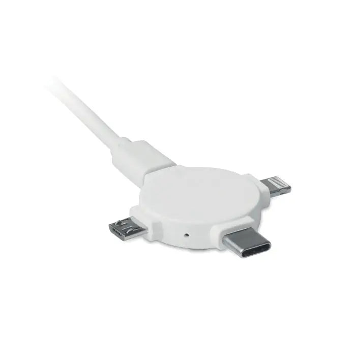 Alb adaptor de cablu 3 in 1 cu conectori usb-a lightning si type-c pentru incarcarea mai multor dispozitive