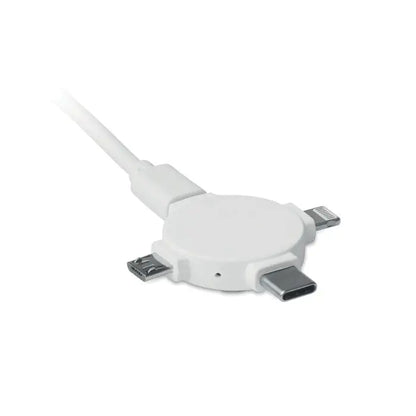 Alb adaptor de cablu 3 in 1 cu conectori usb-a lightning si type-c pentru incarcarea mai multor dispozitive